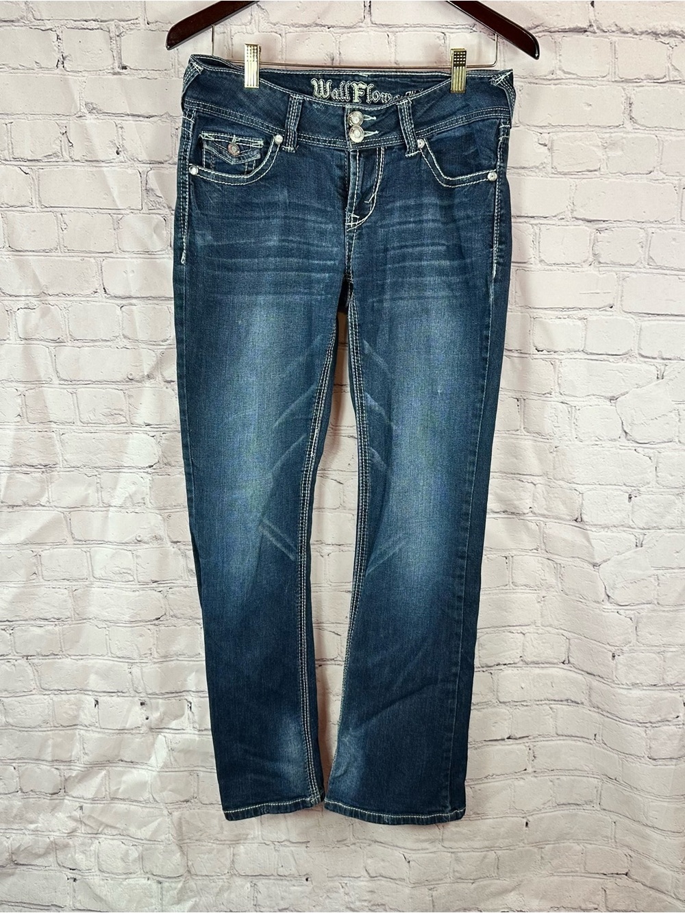 Wallflower vintage Boot Cut denim embellished Jeans women 9 boho western Y2k